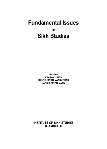 Fundamental Issues in Sikh Studies 